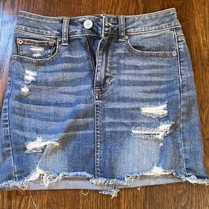 American eagle hi rise denim mini skirt size 0